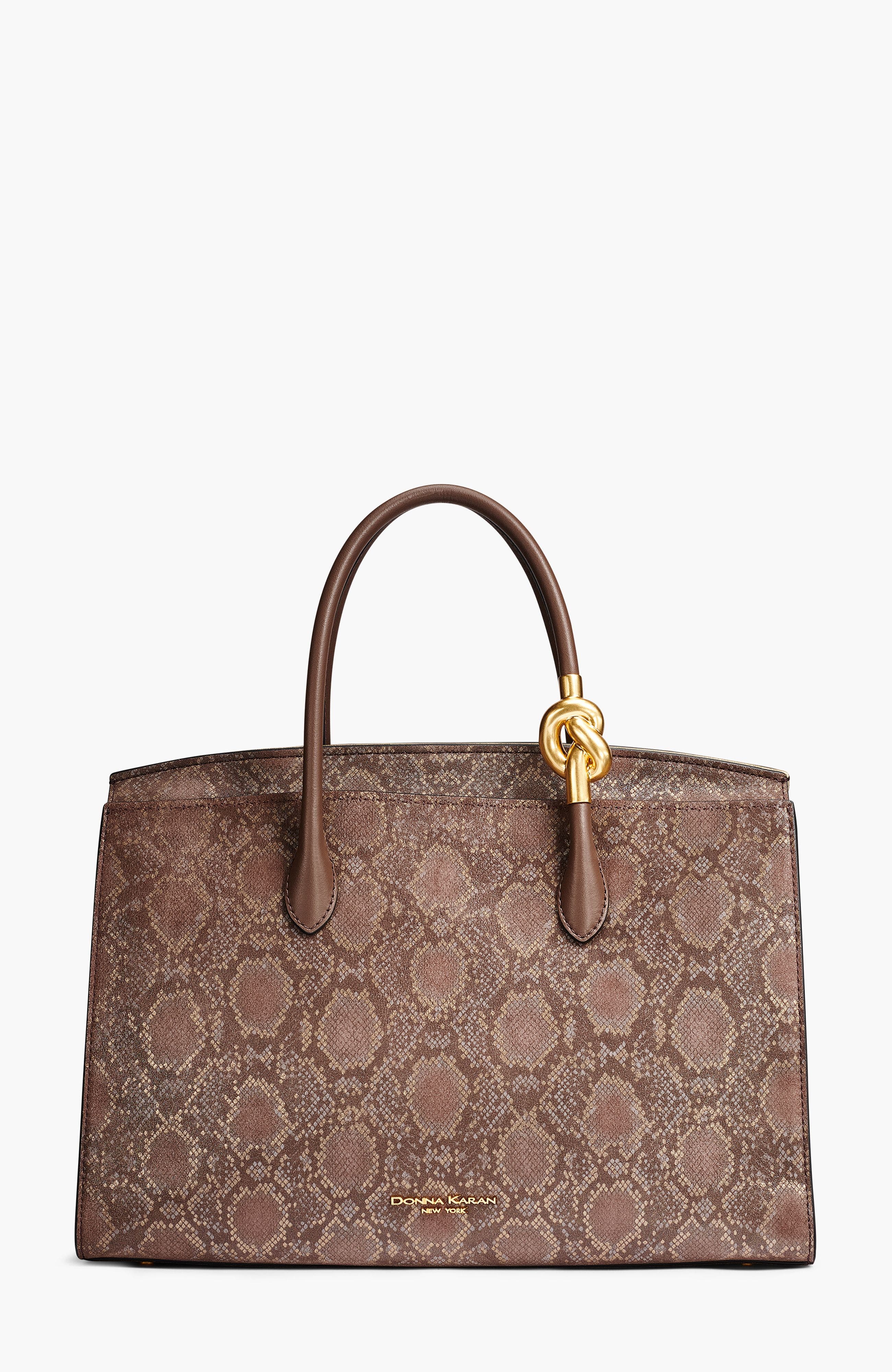 Donna Karan New York Loden Python Suede Satchel, Main, color, Brown Multi