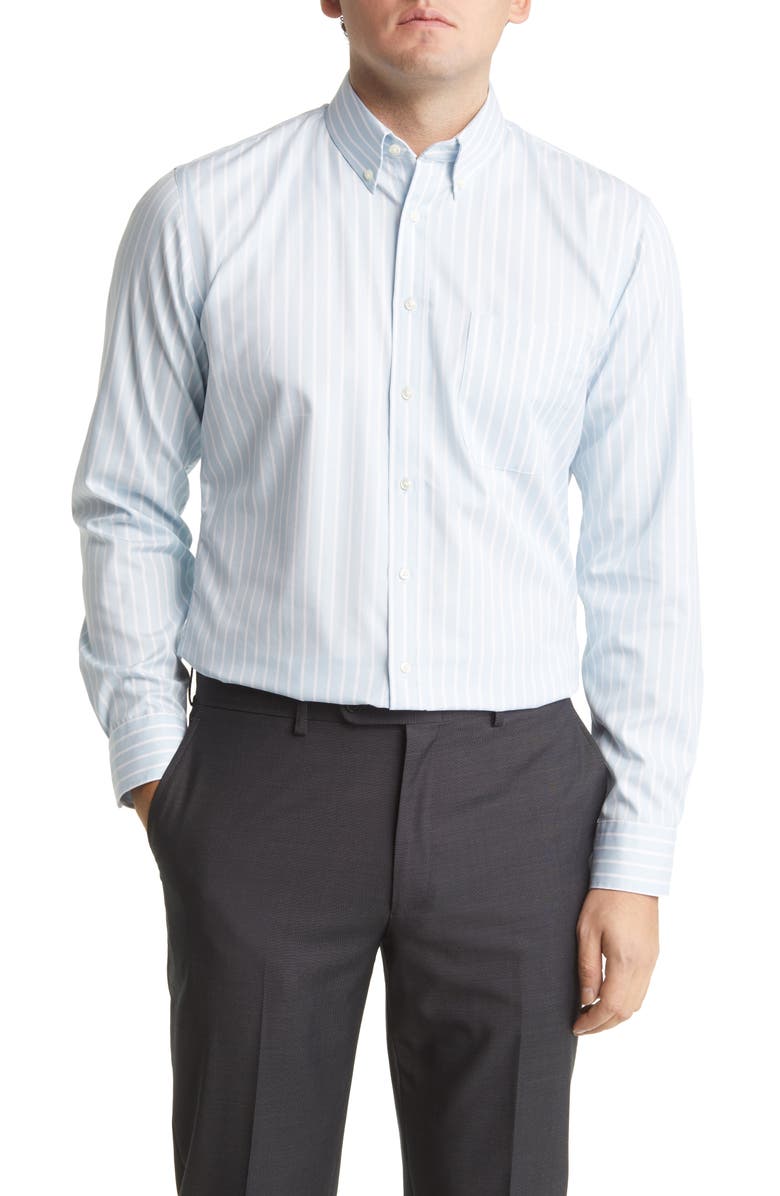 Nordstrom Trim Fit Non-Iron Oxford Stripe Dress Shirt, Main, color, 