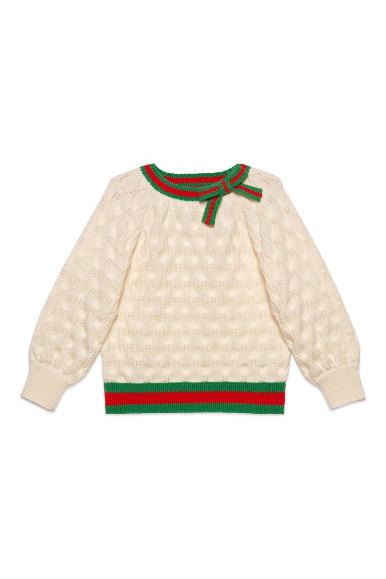 Web Trim Wool Sweater, Main, color, IVORY/ MULTICOLOR