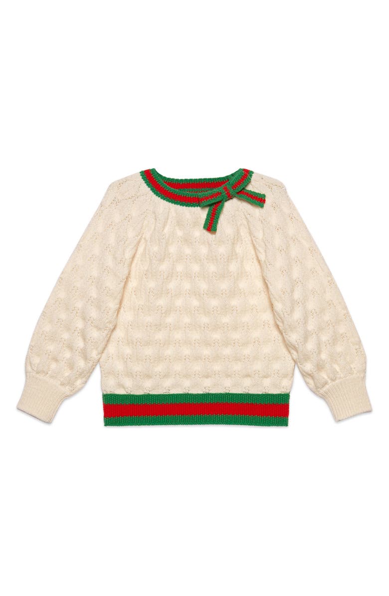 Gucci Web Trim Wool Sweater, Main, color, 
