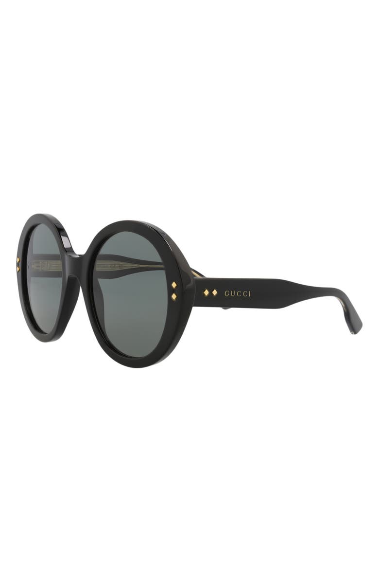 Gucci 54mm Round Sunglasses, Alternate, color, Black Black Grey