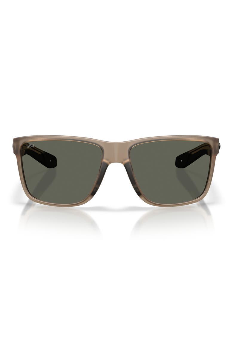 Broadbill II 58mm Polarized Rectangular Sunglasses, Main, color, MATTE BROWN SMOKE / GRAY 580G