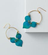 Matr Boomie Chameli Leaf Teal Drop Earrings