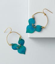 Matr Boomie Chameli Leaf Teal Drop Earrings