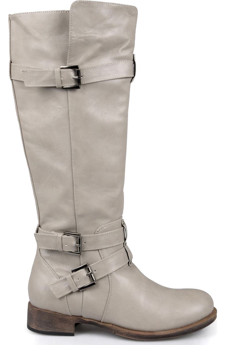 JOURNEE Bite Ruched Riding Boot, Alternate, color, Taupe