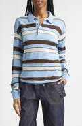 JW Anderson Stripe Cotton & Wool Blend Rugby Polo