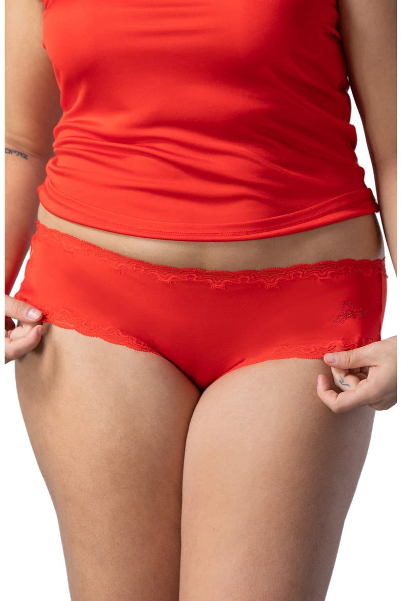 Soft Silk Lace Trim Silk Briefs, Alternate, color, FIERY RED