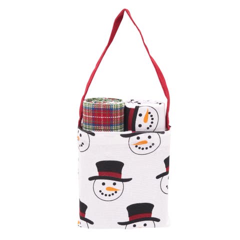 Snowman Plaid Dishtowel & Gift Bag Bundle Set of 3