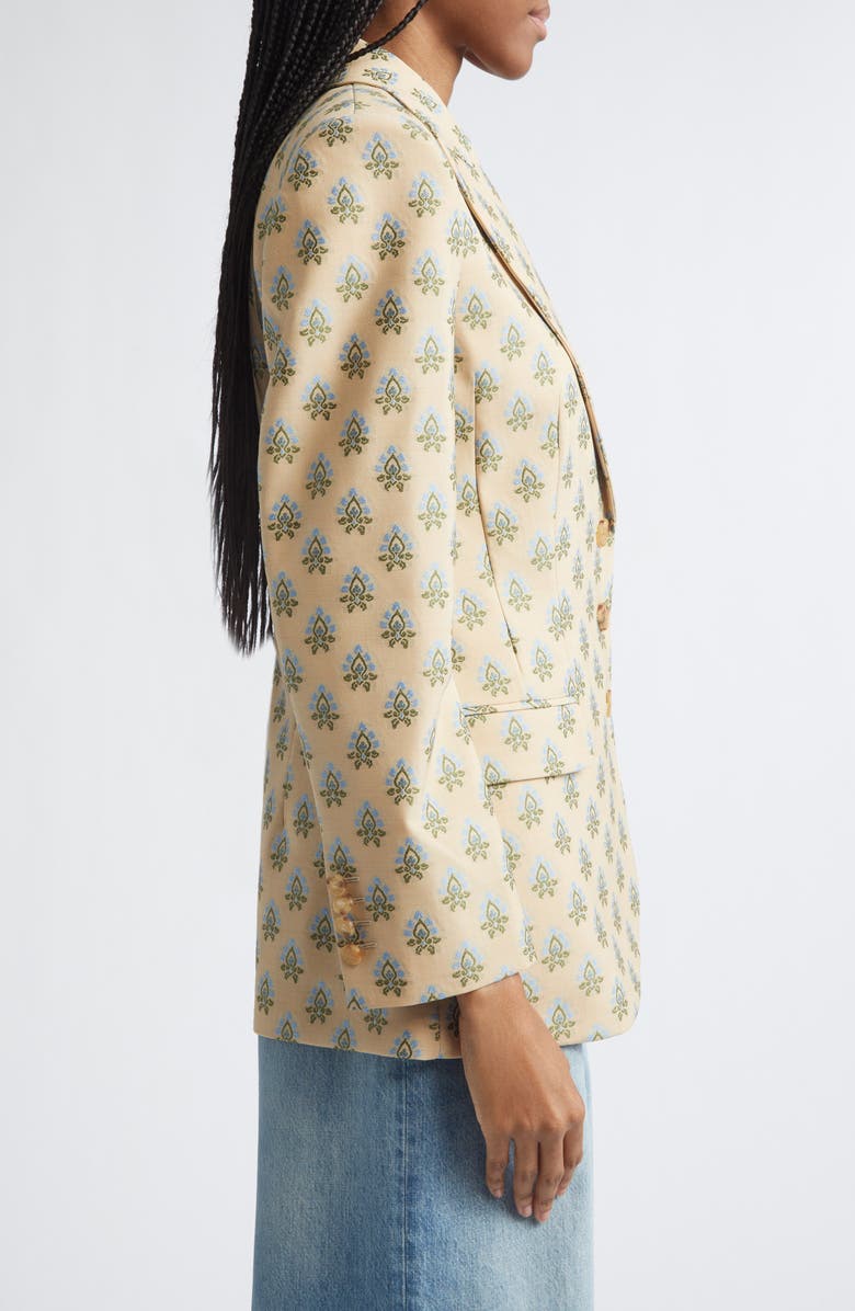 Etro Foulard Print Stretch Wool & Cotton Jacket, Alternate, color, Beige/ Blue Multicolor