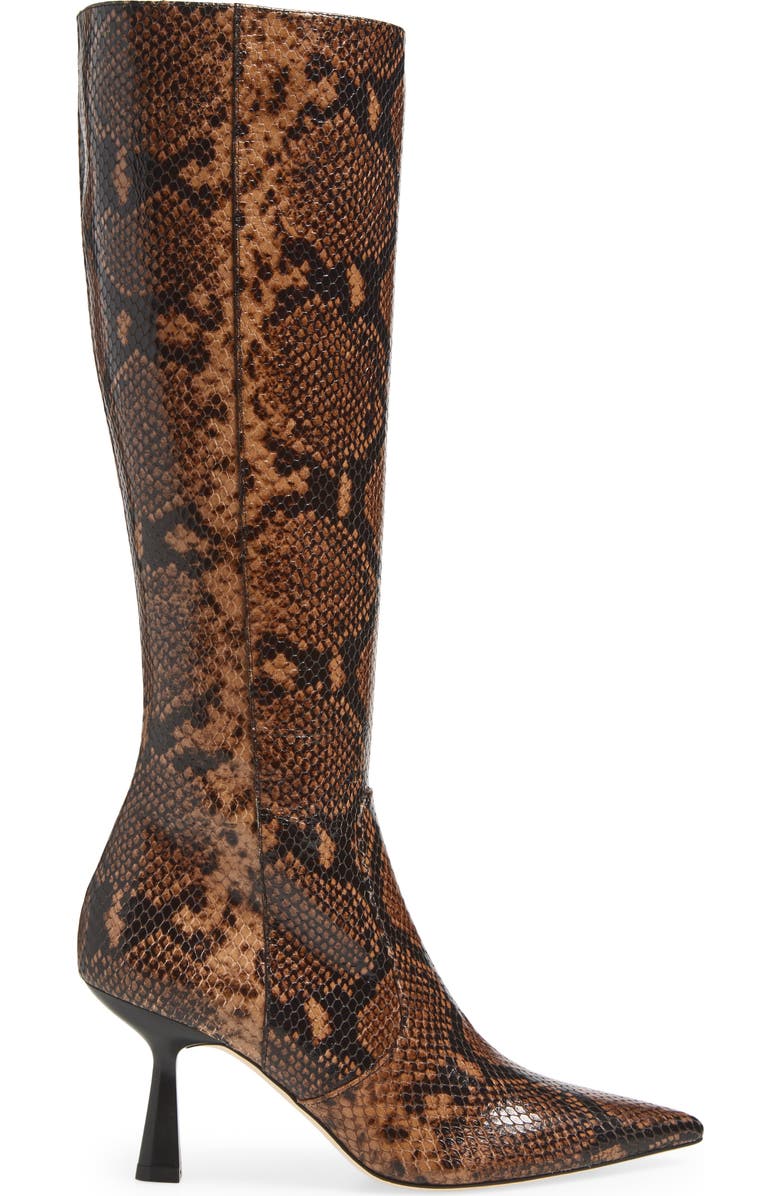 Stuart Weitzman Stuart Supersculpt Pointy Toe Knee High Boot 75, Alternate, color, Espresso Snake