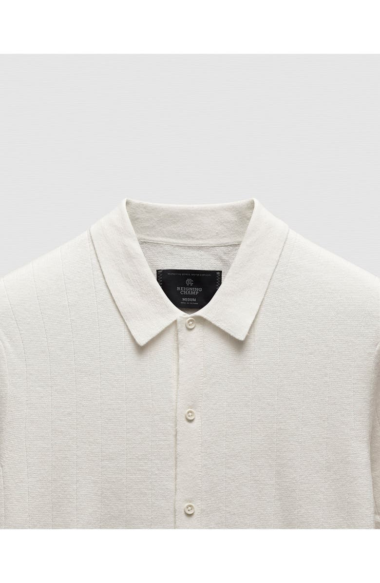 Reigning Champ Piazza Rib Cotton & Linen Full Button Cardigan, Alternate, color, Ivory