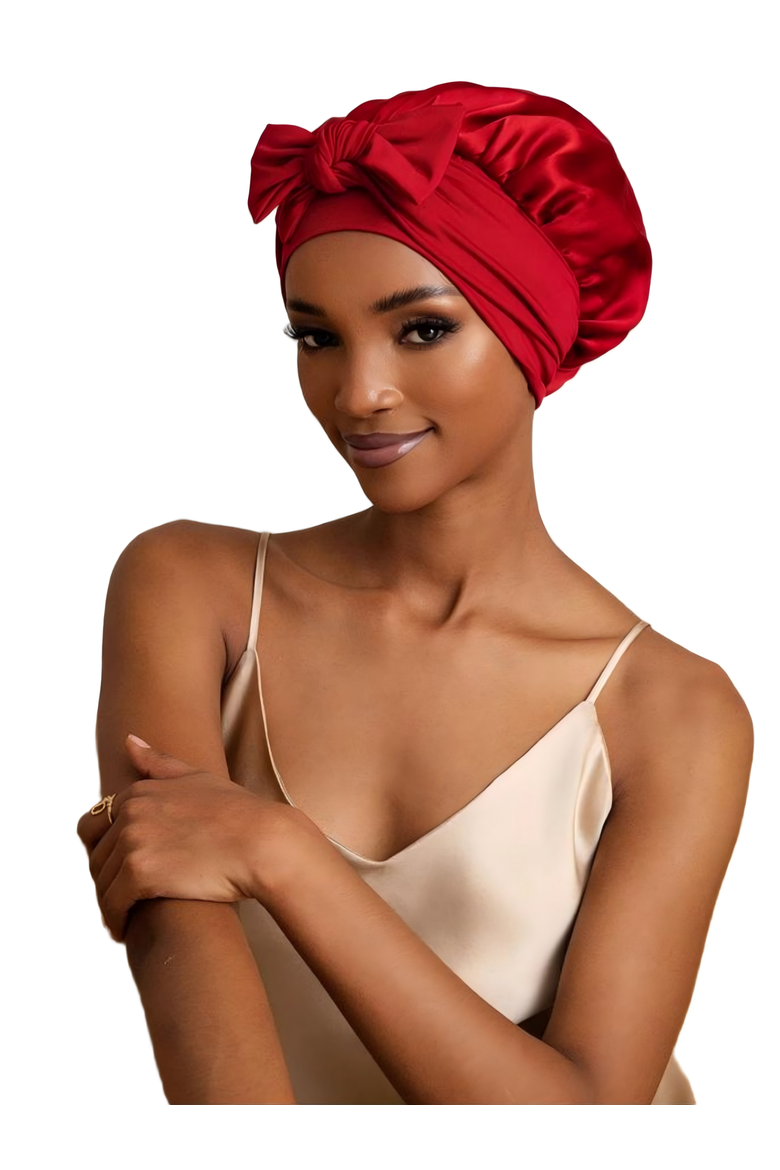 Pure Silk Bowknot Tie Bonnet, Main, color, Wine