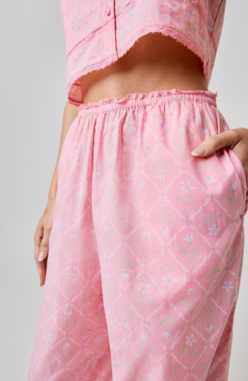 Florence By Mills Lace Trim Wide Leg Cotton Pants In Multi