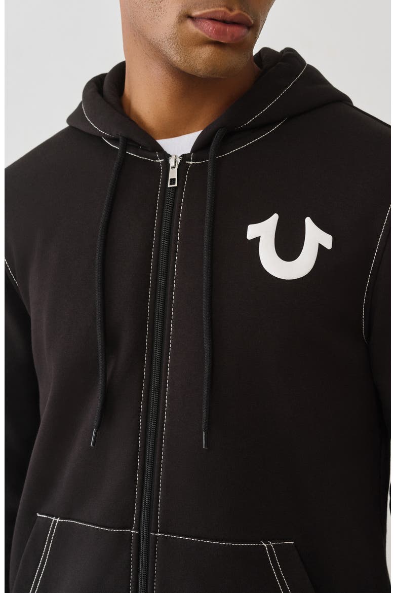Floating Horseshoe Zip Hoodie, Alternate, color, JET BLACK