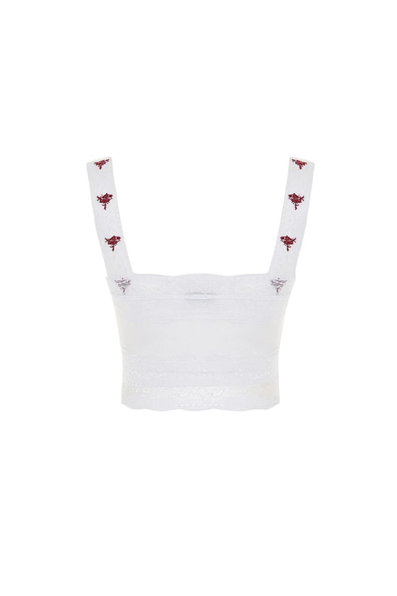 The Broderie Anglaise Edit Lace Panel Bra, Alternate, color, white