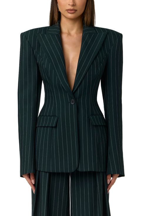 Pinstriped Suited Blazer