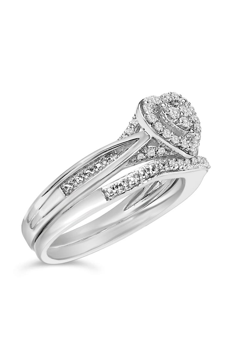 Haus of Brilliance Sterling Silver 1/5 Cttw Diamond Heart Motif Bridal Set, Alternate, color, Silver