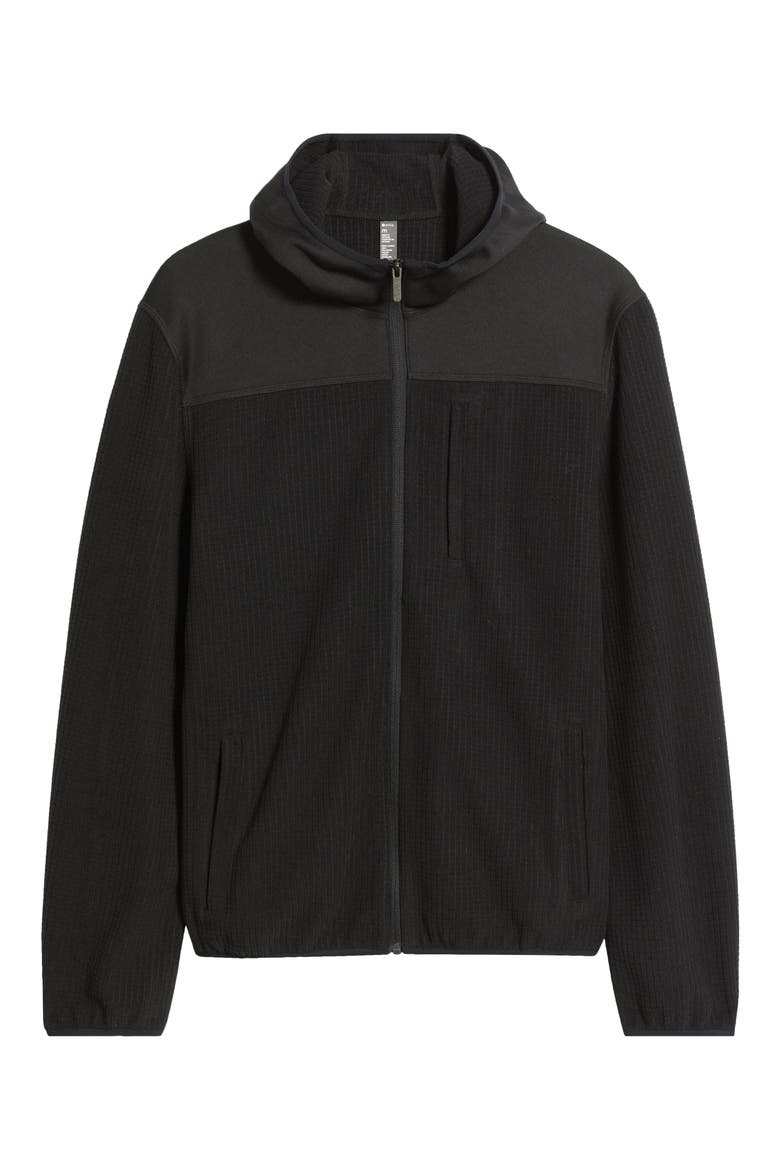 Full Zip Grid Fleece Jacket, Alternate, color, BLACK CAVIAR