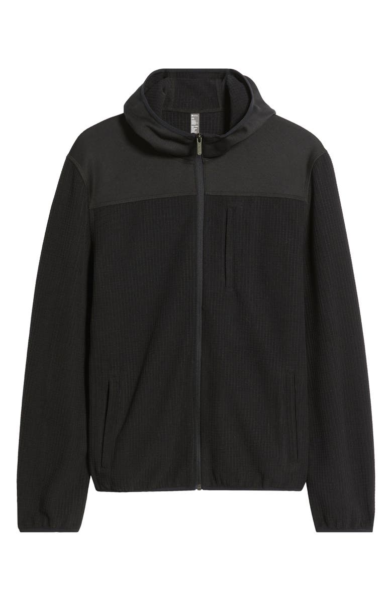 Zella Full Zip Grid Fleece Jacket, Alternate, color, Black Caviar