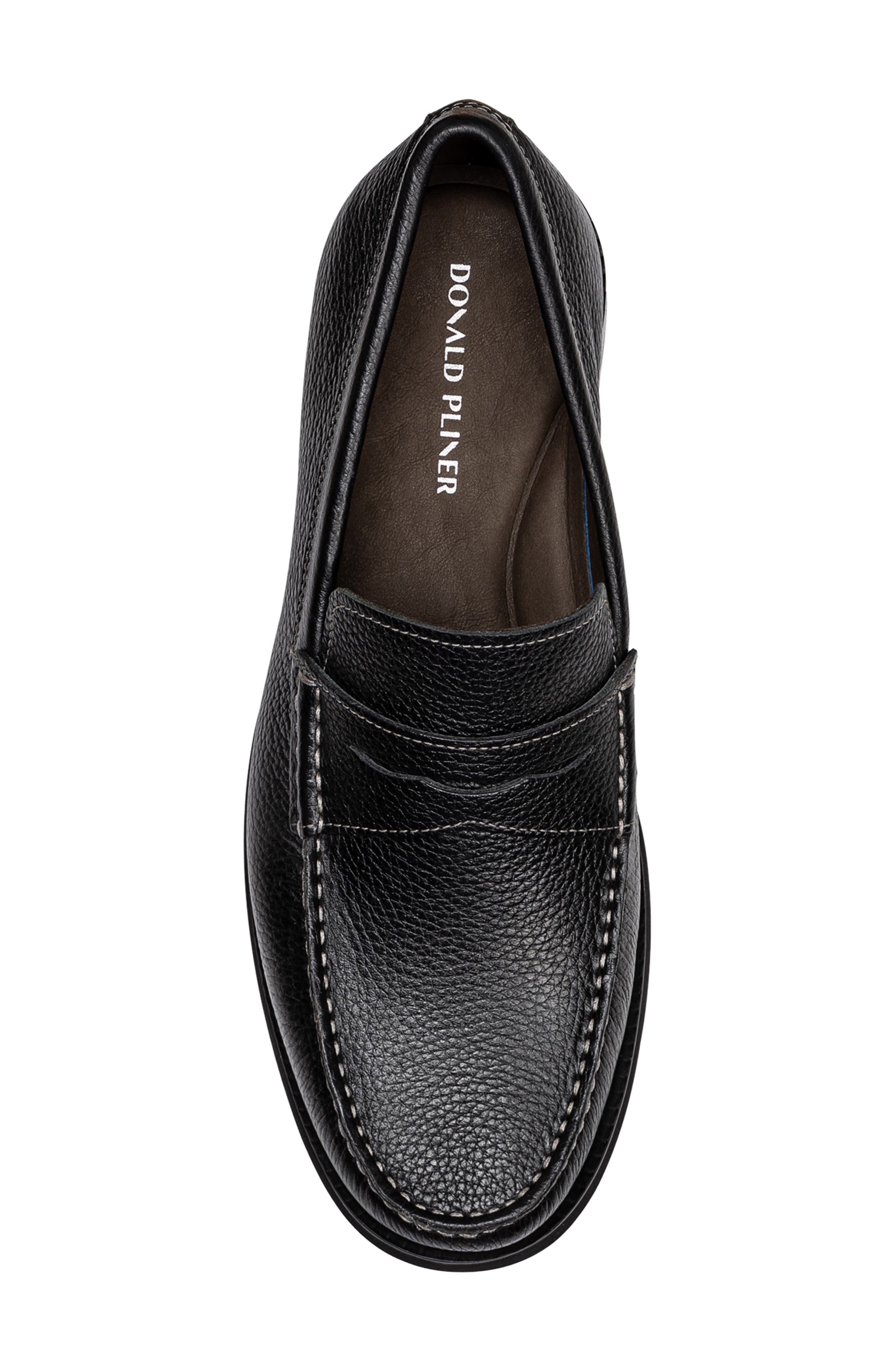 Donald Pliner Leather Penny Loafer, Alternate, color, Black/ Black