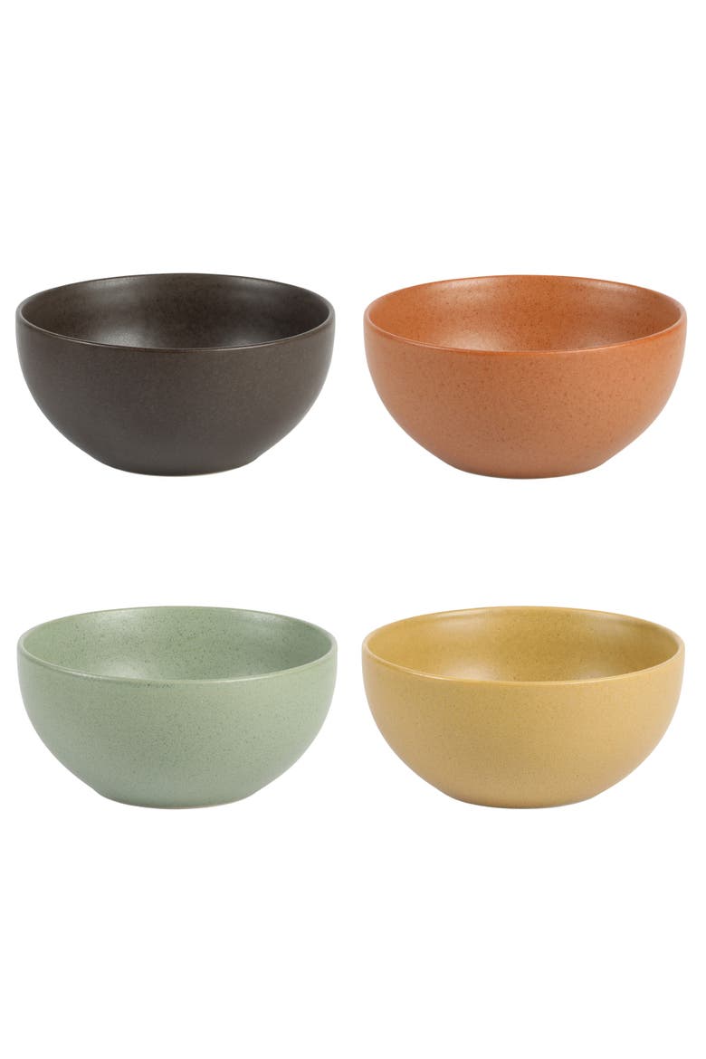 Capetown Reactive Glaze Round Stoneware Dinnerware, Black, Yellow, Orange, Alternate, color, Multicolors