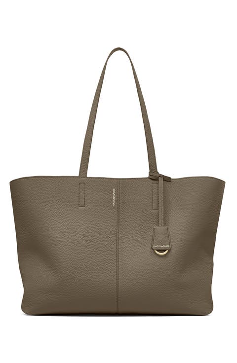 Large Leather Zipped Soft Tote