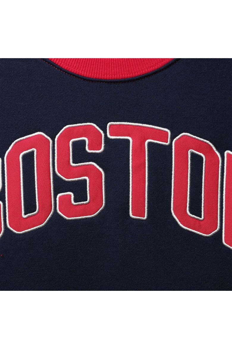 Women's Starter Red/Navy Boston Red Sox Baseline Raglan Pullover Sweatshirt, Alternate, color, NAVY