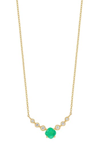 Bony Levy 18k Gold El Mar Diamond & Emerald Necklace In Burgundy
