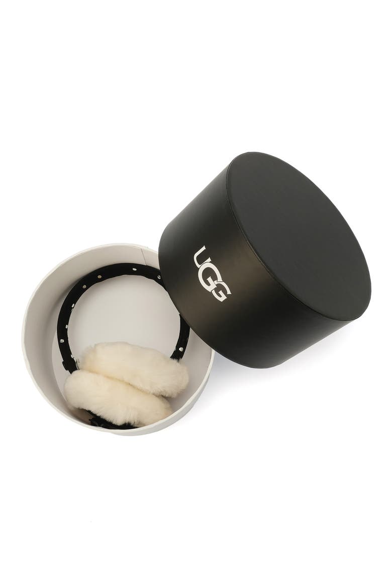 Metallic Dot Genuine Shearling Earmuffs, Alternate, color, BLACK