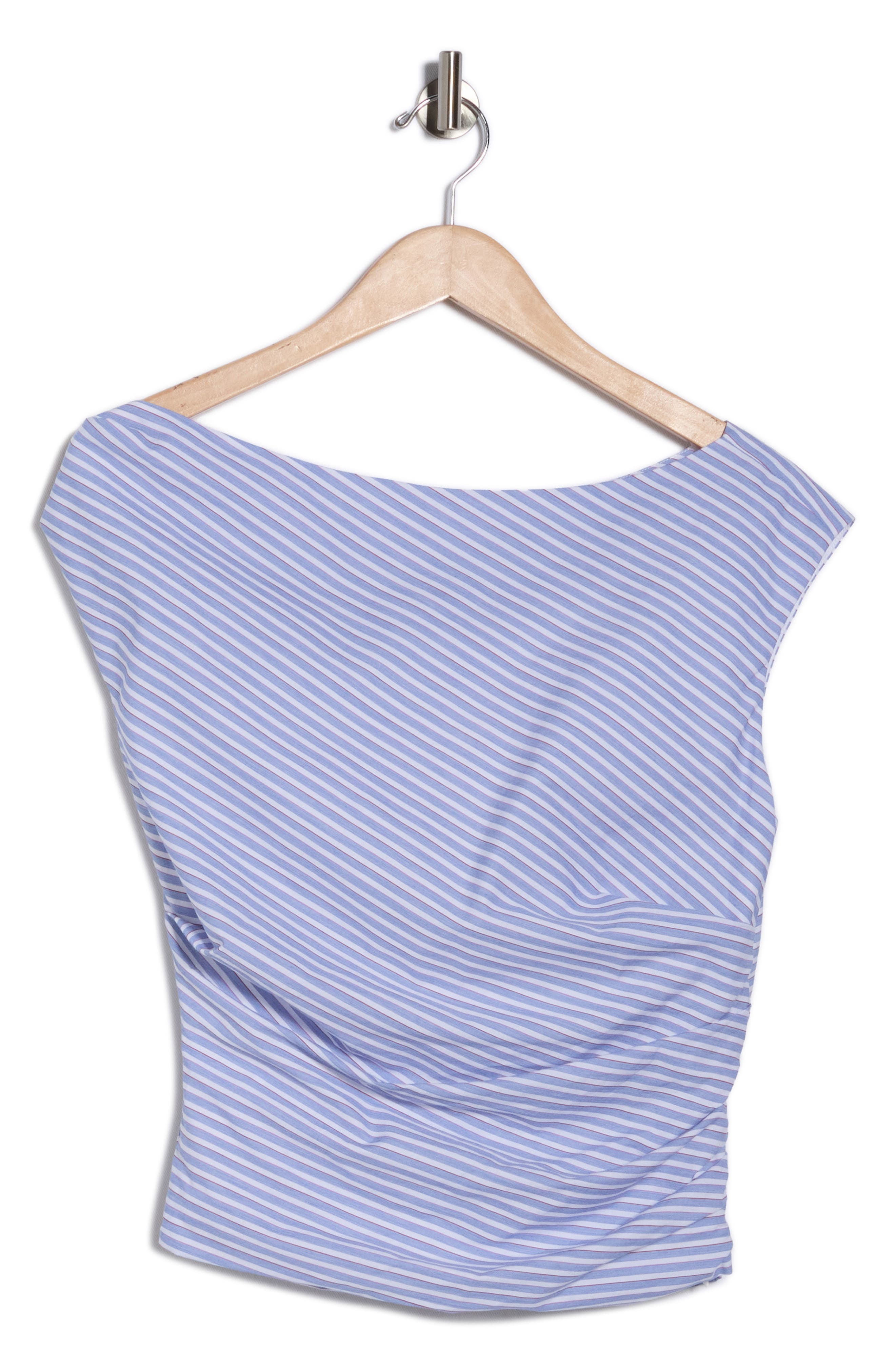 Good American Stripe One-Shoulder Poplin Top