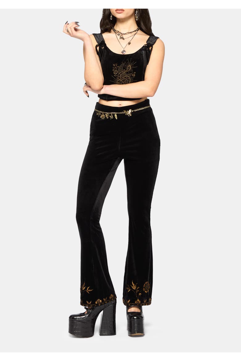 Kobra Velour Embroidered Flare Trouser, Main, color, Black