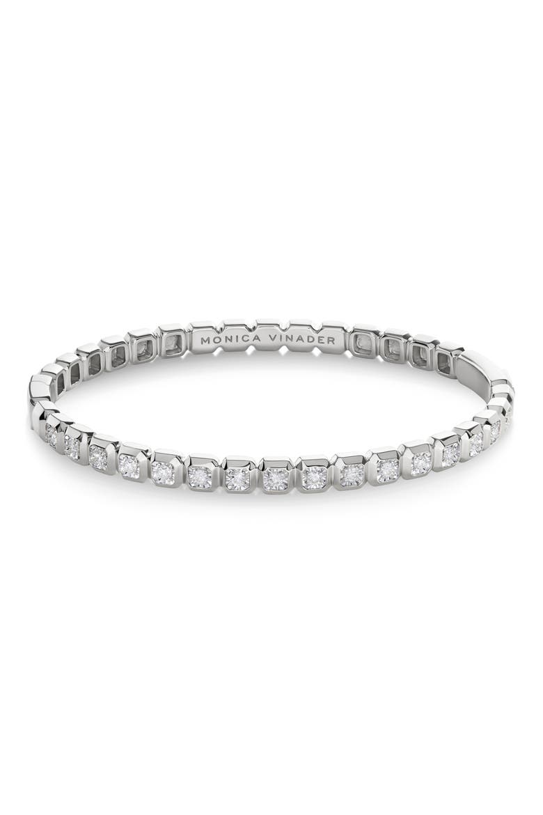 Asscher Lab Grown Diamond Bangle, Main, color, STERLING SILVER / LAB DIA