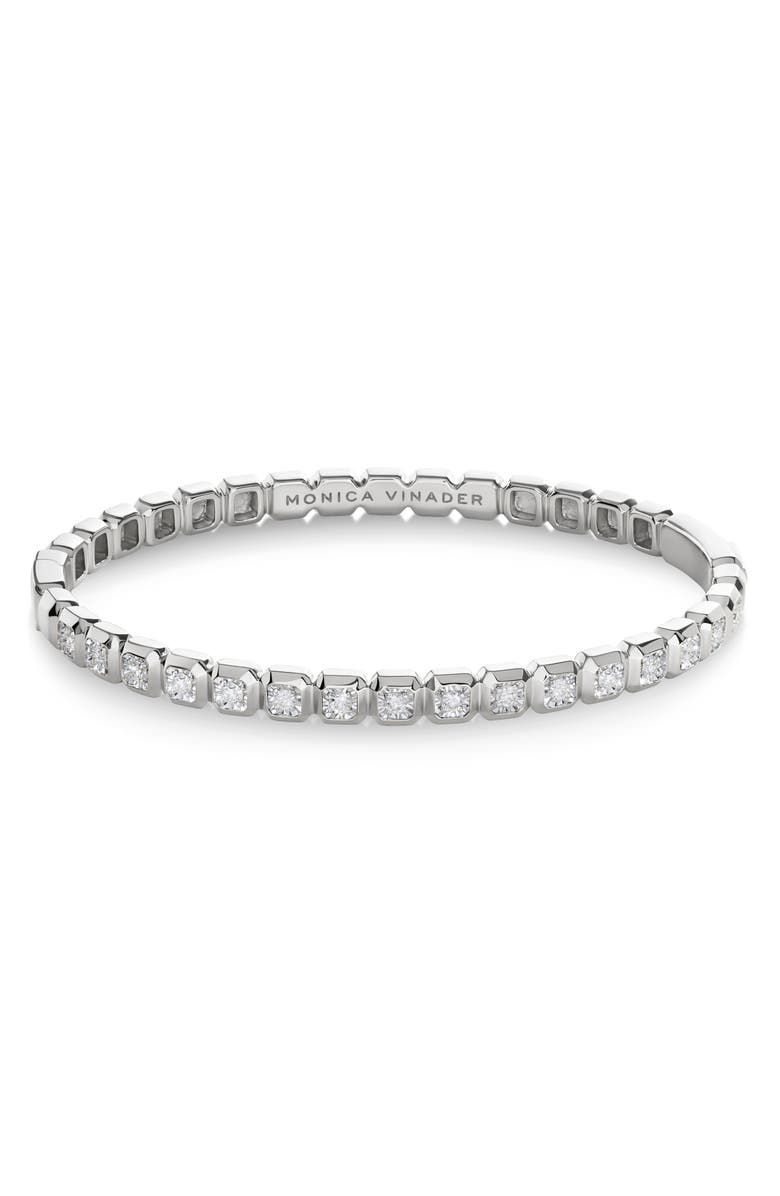 Monica Vinader Asscher Lab Grown Diamond Bangle, Main, color, Sterling Silver / Lab Diamond