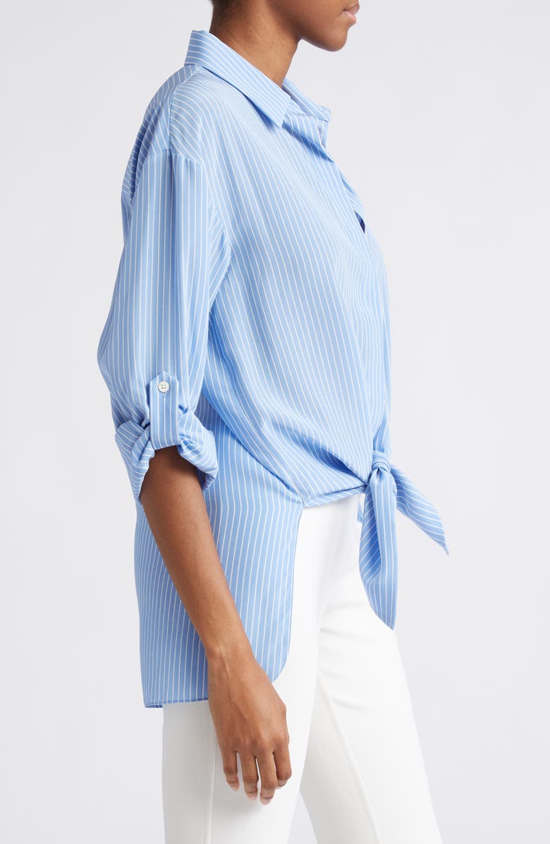 Michael Kors Collection Stripe Tie Front Silk Crêpe de Chine Shirt, Alternate, color, 