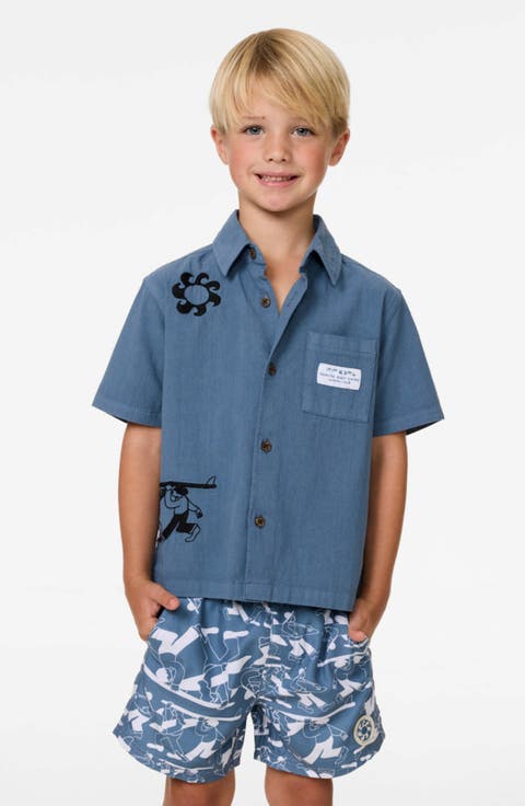 Kids' Tropic Short Sleeve Cotton Button-Up Shirt (Toddler & Little Kid)