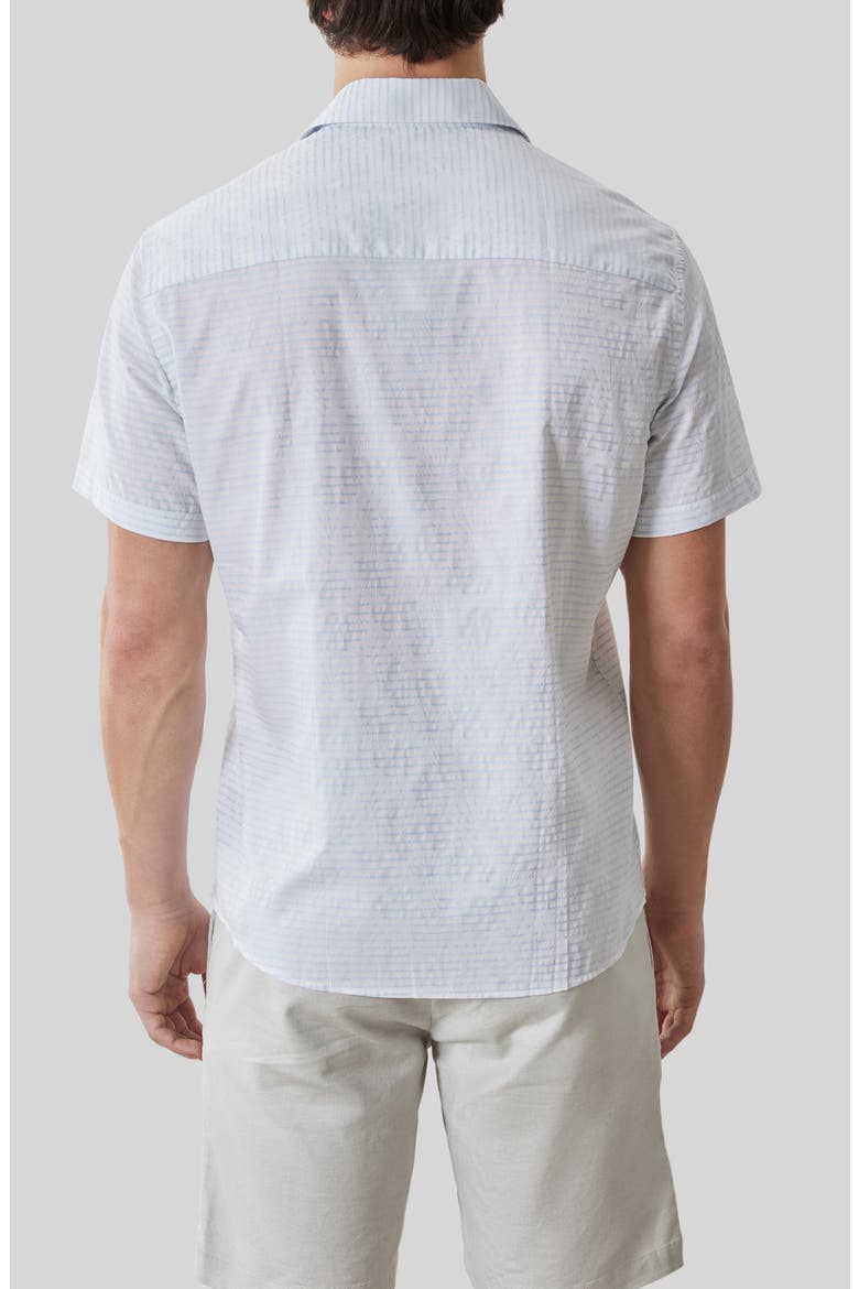 Ven Stripe Floral Jacquard Short Sleeve Button-Up Shirt (Men