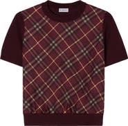 Burberry Sandrina Scarf Front Short Sleeve Wool & Silk Crewneck Sweater