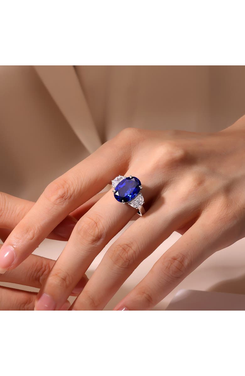 Lafonn Fancy Lab Created Sapphire & Simulated Diamond Ring, Alternate, color, Blue