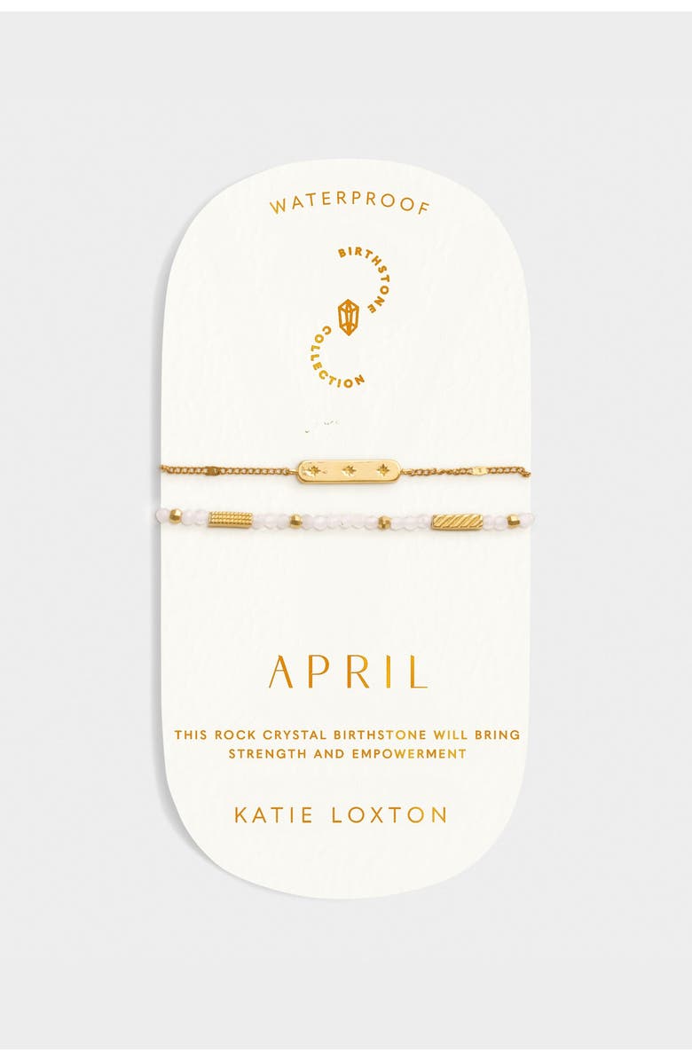 Katie Loxton Birthstone Bracelet 'April' in Rock Crystal, Alternate, color, 