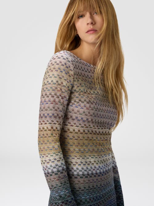Missoni Mini Boat-neck Dress With Staggered Knit In Multi