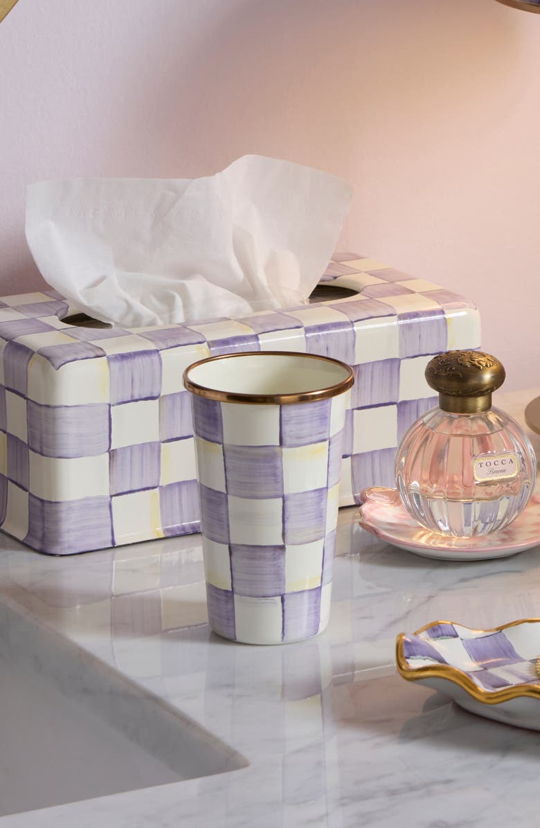 MACKENZIE CHILDS Violet Check Enameled Steel 10-Ounce Tumbler, Alternate, color, Violet