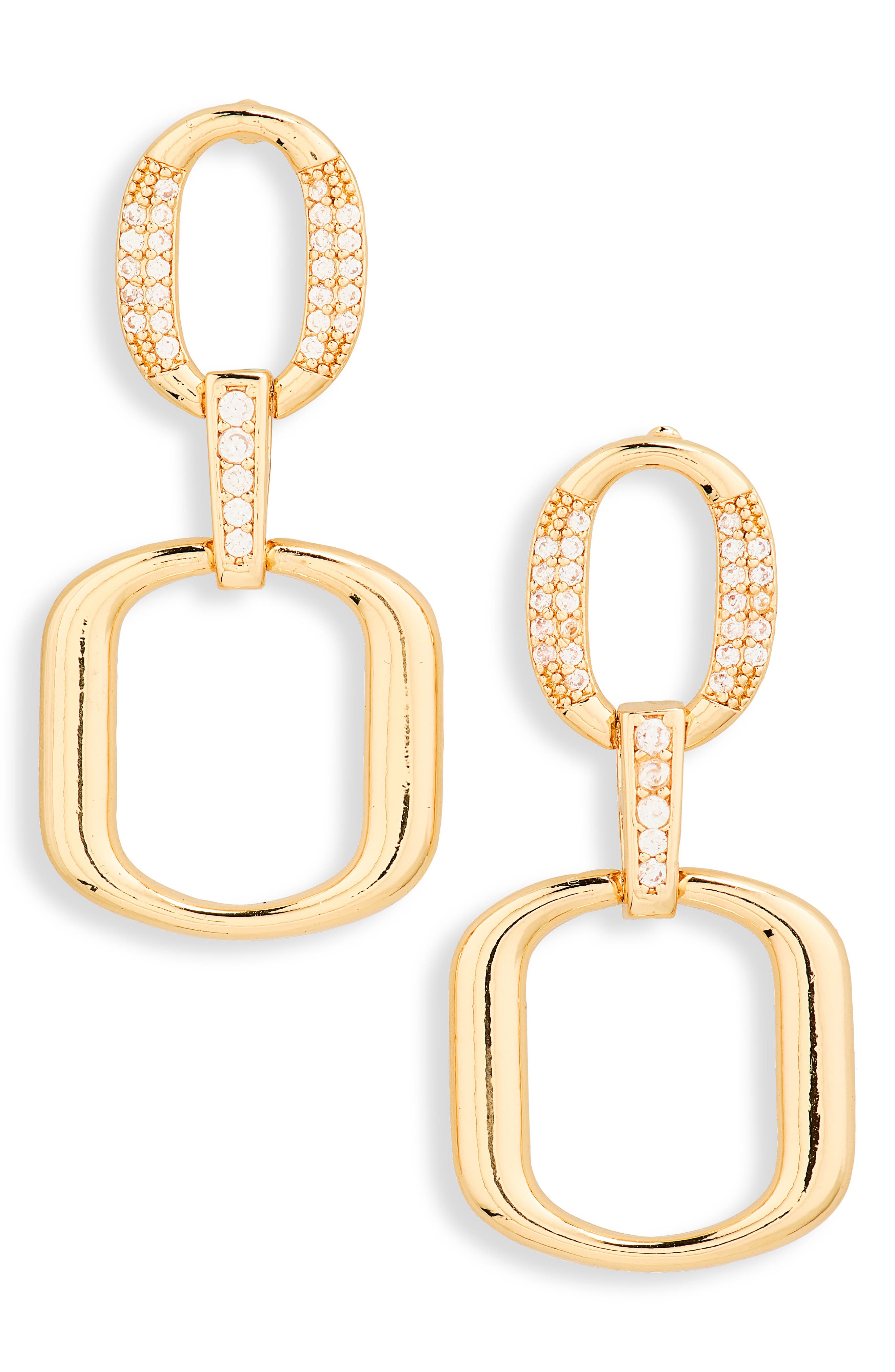 Cubic Zirconia Open Link Drop Earrings