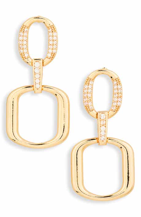 Cubic Zirconia Open Link Drop Earrings