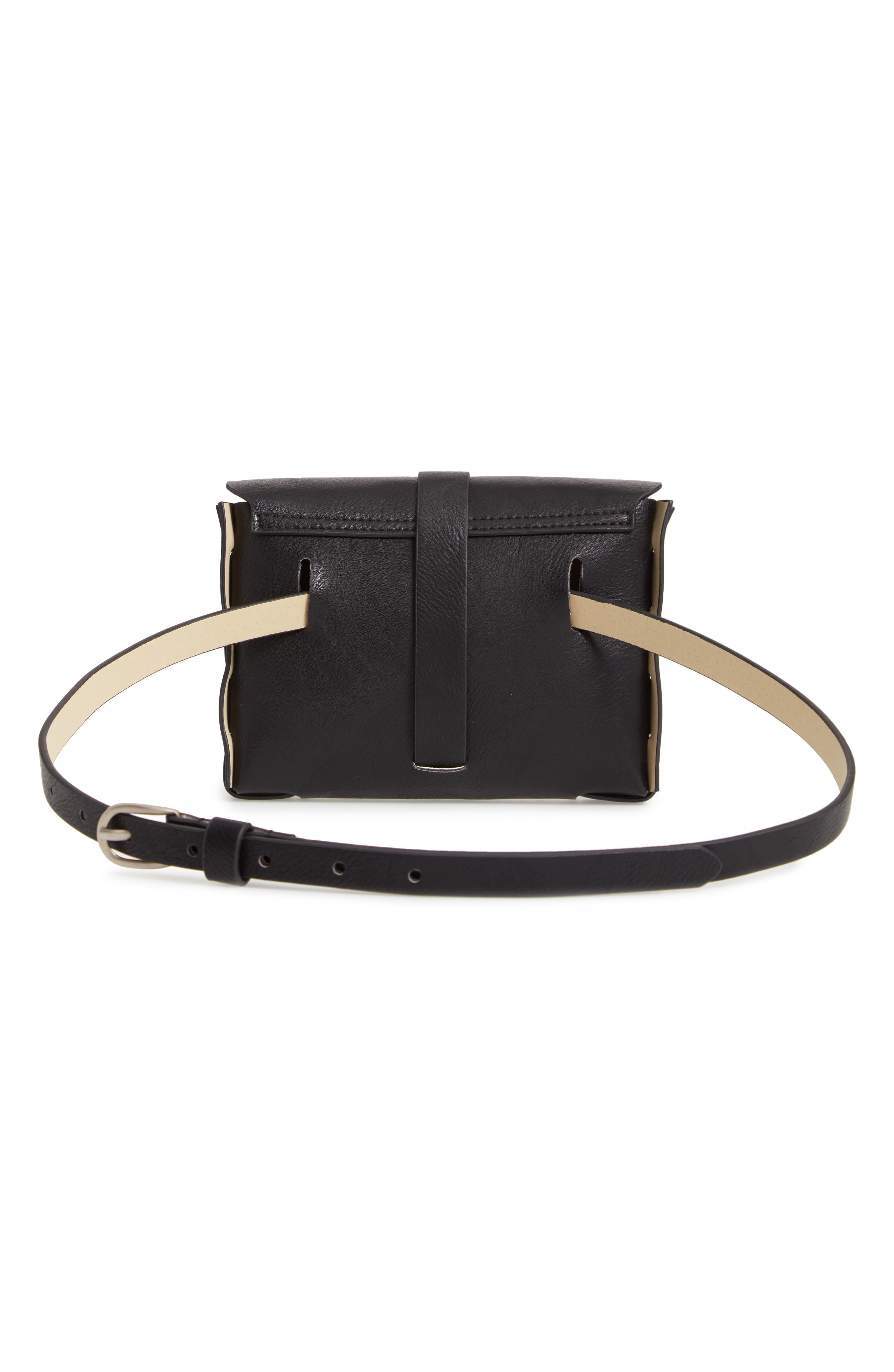 Western Buckle Faux Leather Belt Bag, Alternate, color, BLACK