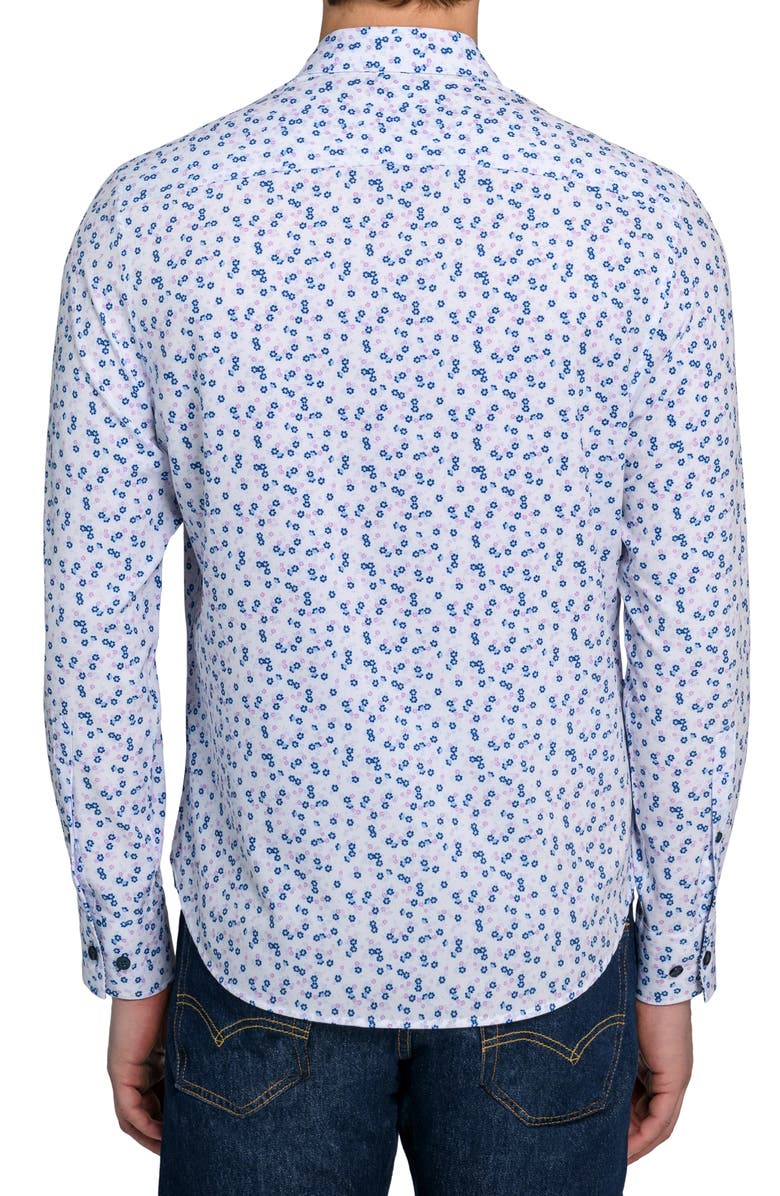 CONSTRUCT Daisy Floral Print Stretch Dress Shirt, Alternate, color, White/ Purple