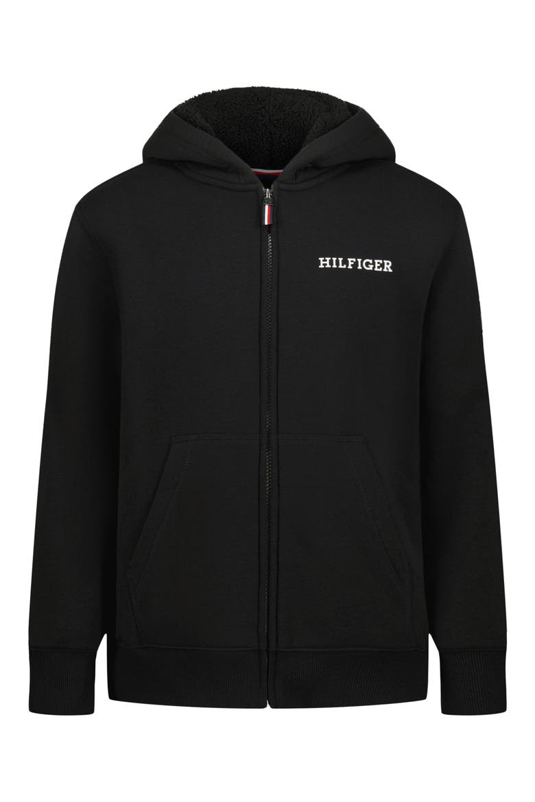 Kids' Full Zip Logo Hoodie, Main, color, BLACK