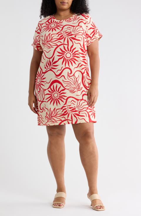 Perfect Tee Mix Floral Cotton Blend Minidress