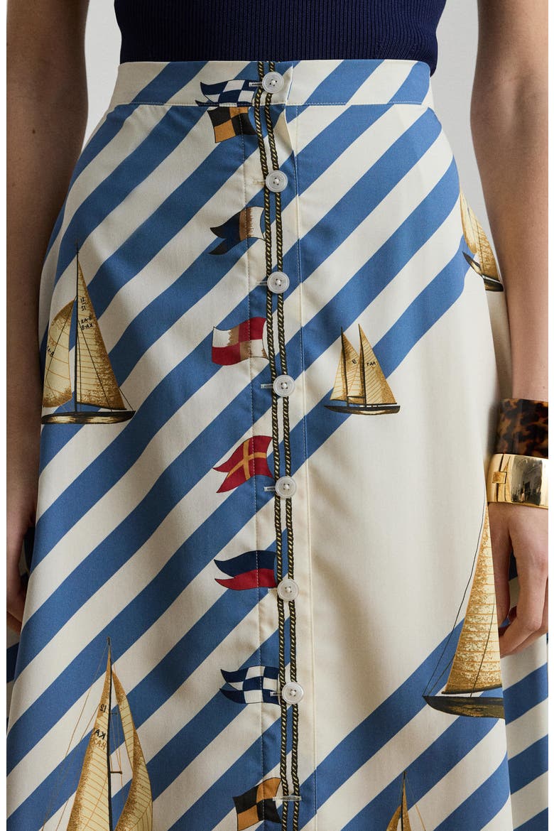 Print A-Line Midi Skirt, Alternate, color, CREAM MULTI