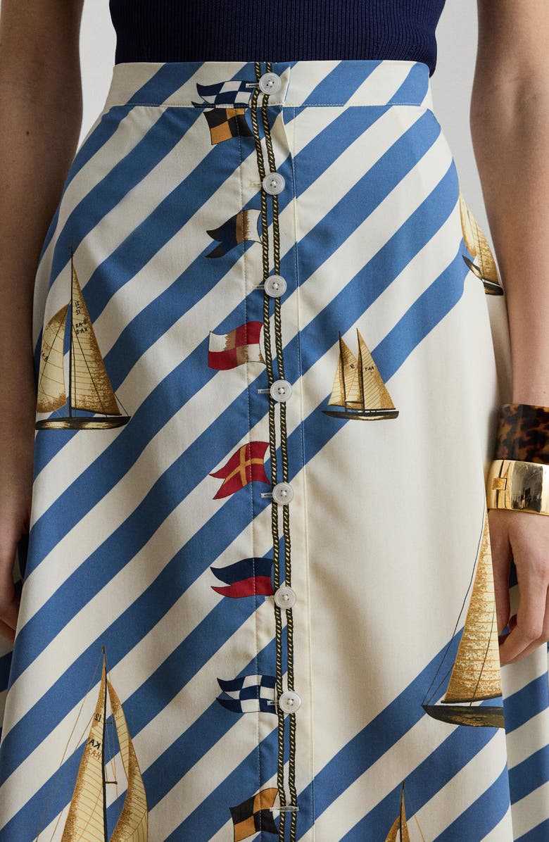 Lauren Ralph Lauren Print A-Line Midi Skirt, Alternate, color, Cream Multi