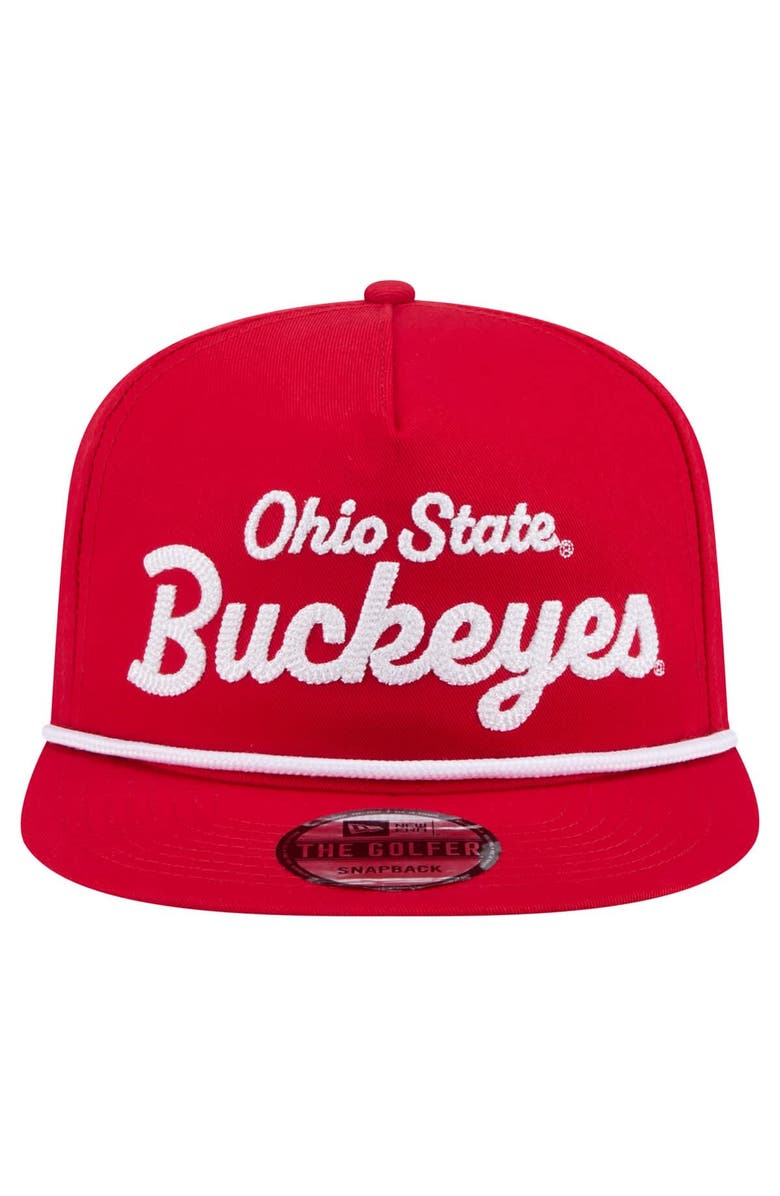 New Era Men's New Era Scarlet Ohio State Buckeyes Adventure Team Text Golfer Snapback Hat, Alternate, color, Scarlet